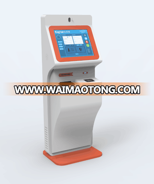 19 inch floor standing single touch screen visitor management kiosk for passport reader